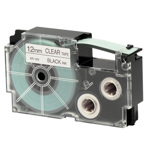Casio EzLabel Tape Cartridge 12mm, Black on Clear (XR12X1)